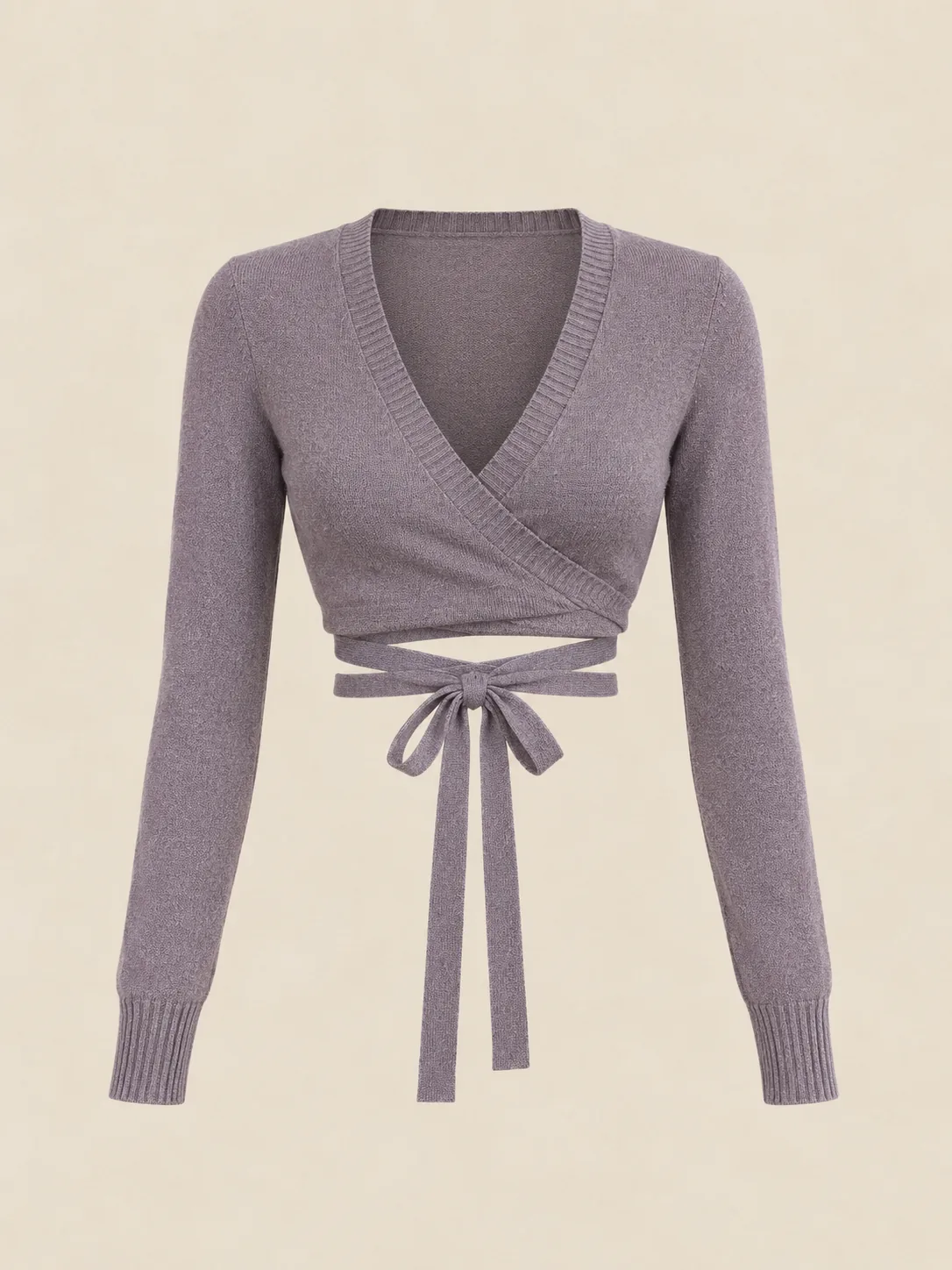 Adagio Cropped Wrap Knit in Dusk — front view