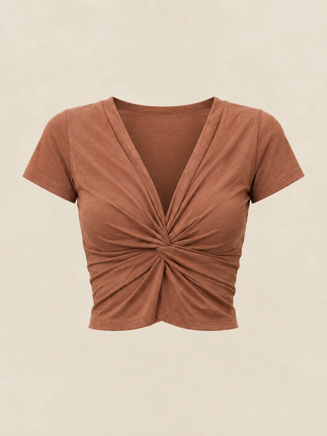 Arabesque Twist-Front Top in Clay — front view