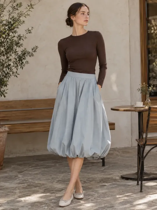 Ballon Bubble-Hem Skirt