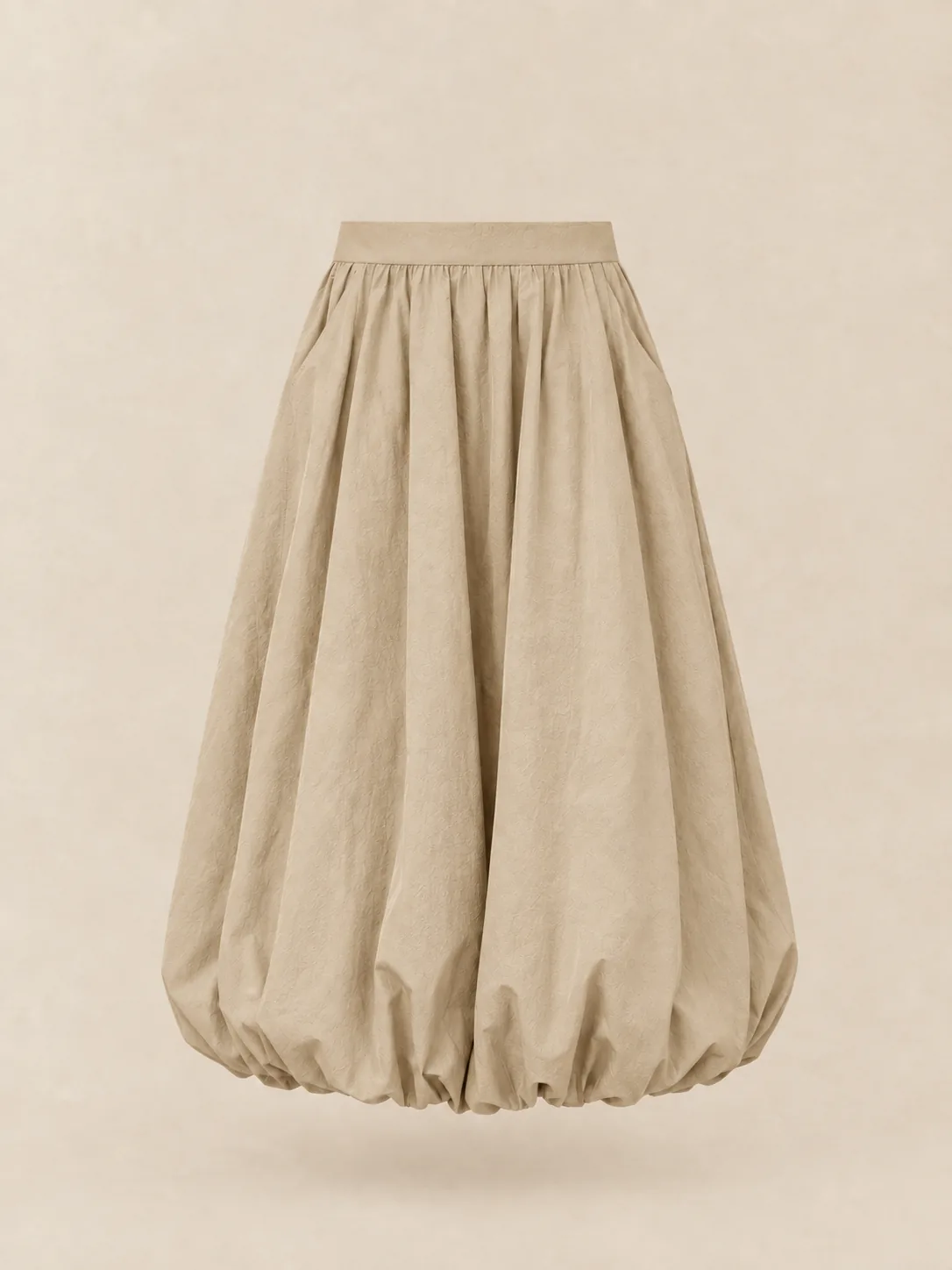 Ballon Bubble-Hem Skirt in Oat — front view