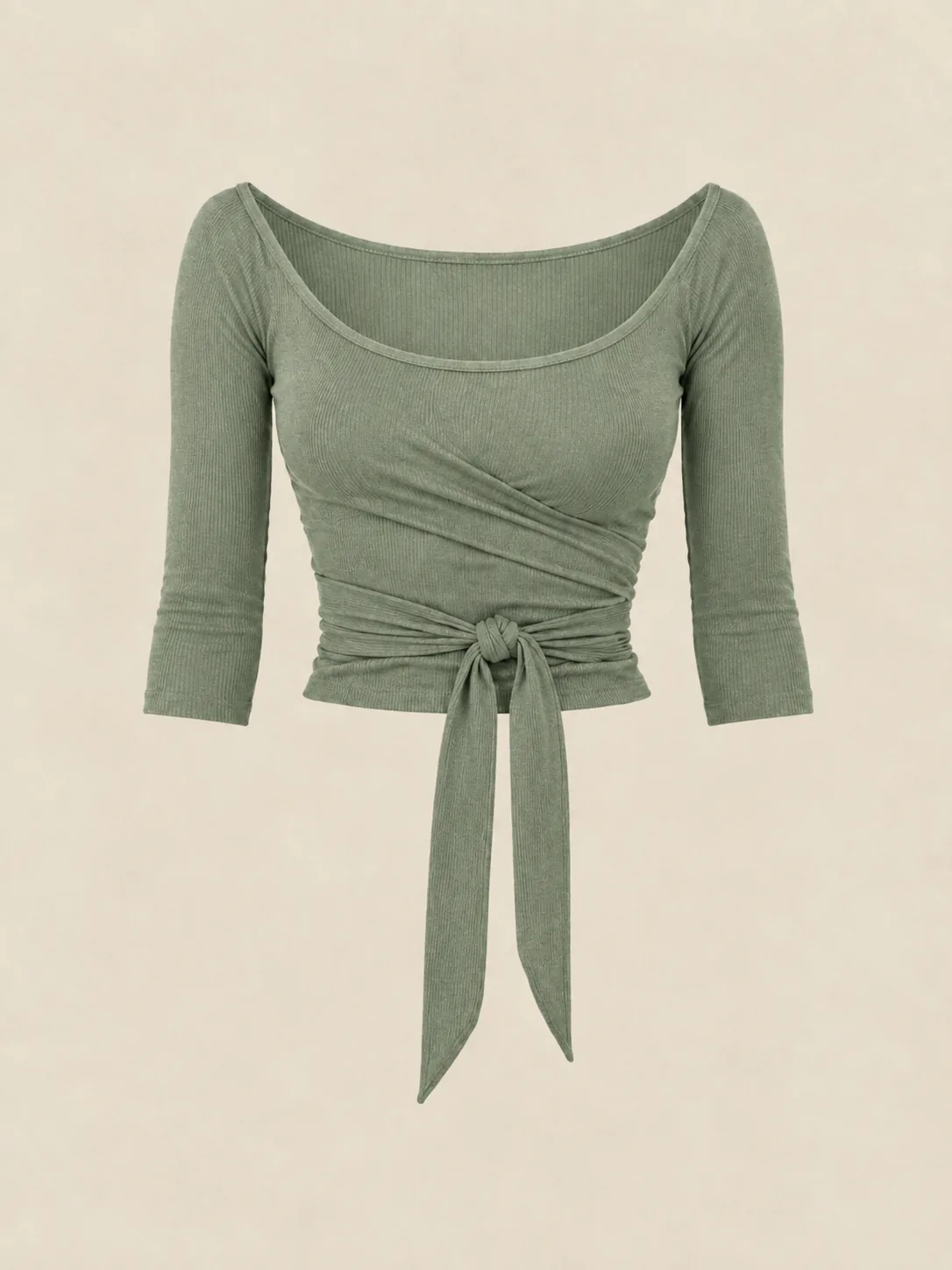 Barre Ballet-Neck Wrap in Sage — front view