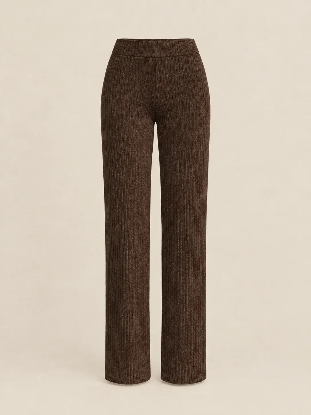Barre Straight-Leg Rib Pant in Espresso — front view