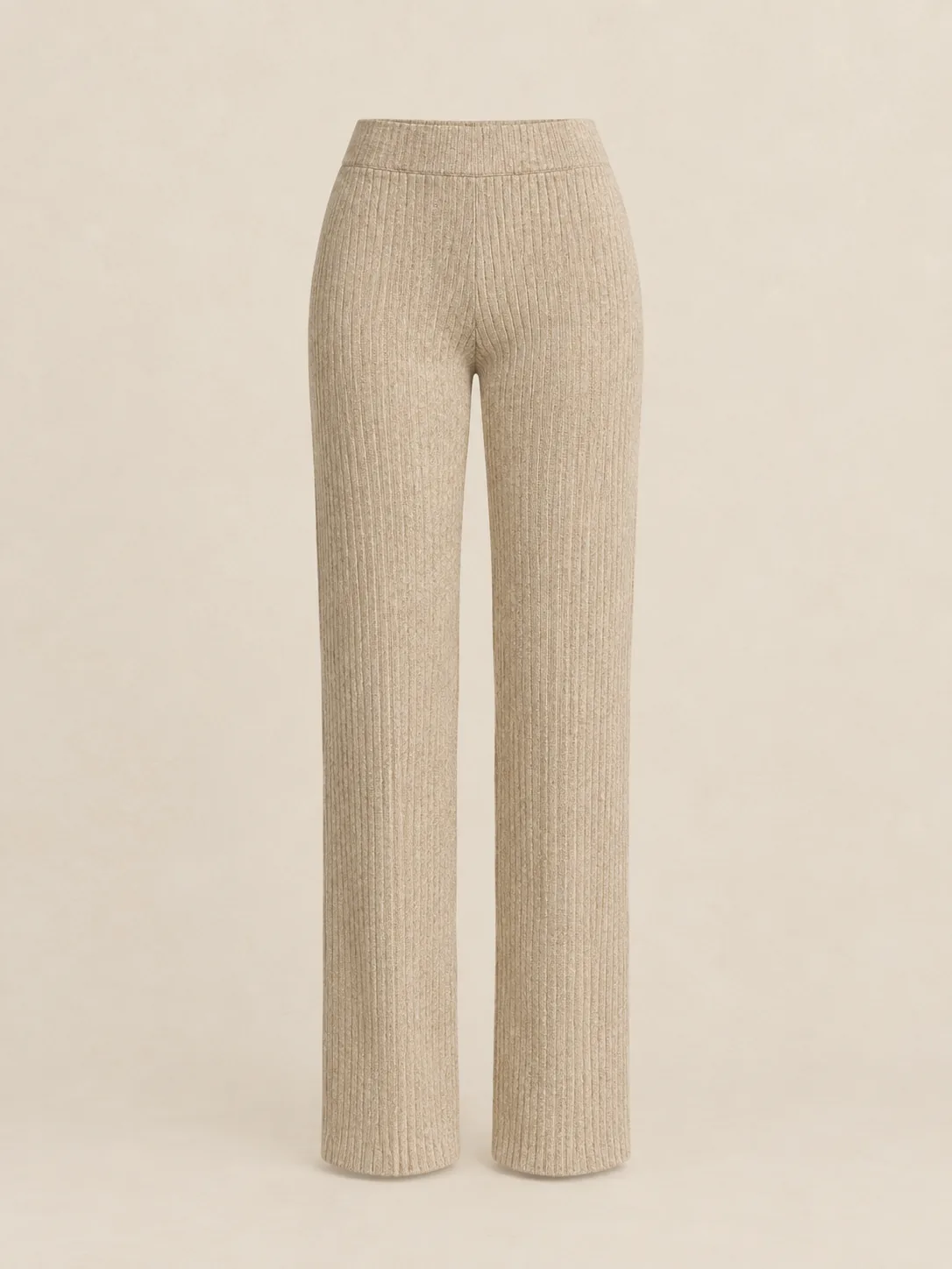 Barre Straight-Leg Rib Pant in Oat — front view