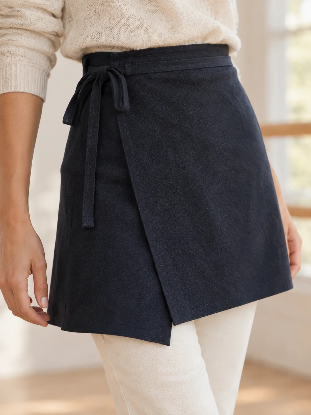 Brisé Short Wrap Skirt in Ink — detail