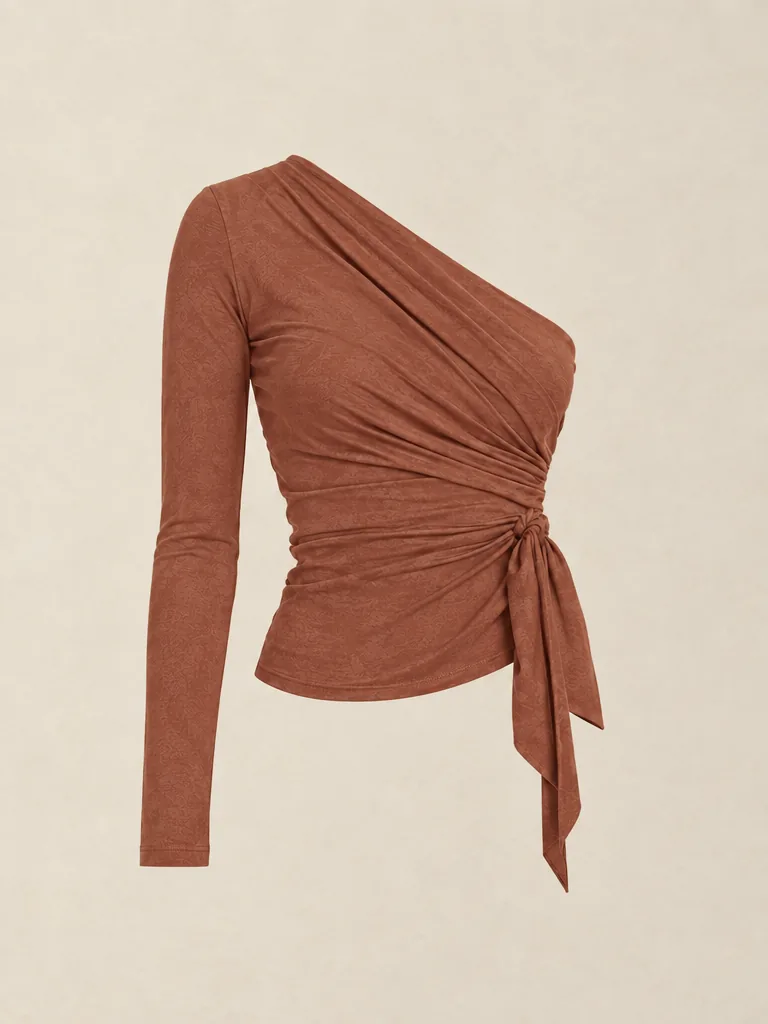 Chaîné Asymmetric Wrap in Clay — front view