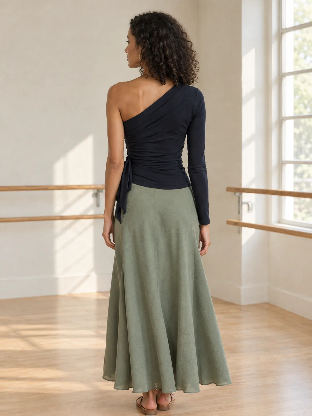 Chaîné Asymmetric Wrap in Ink — back view