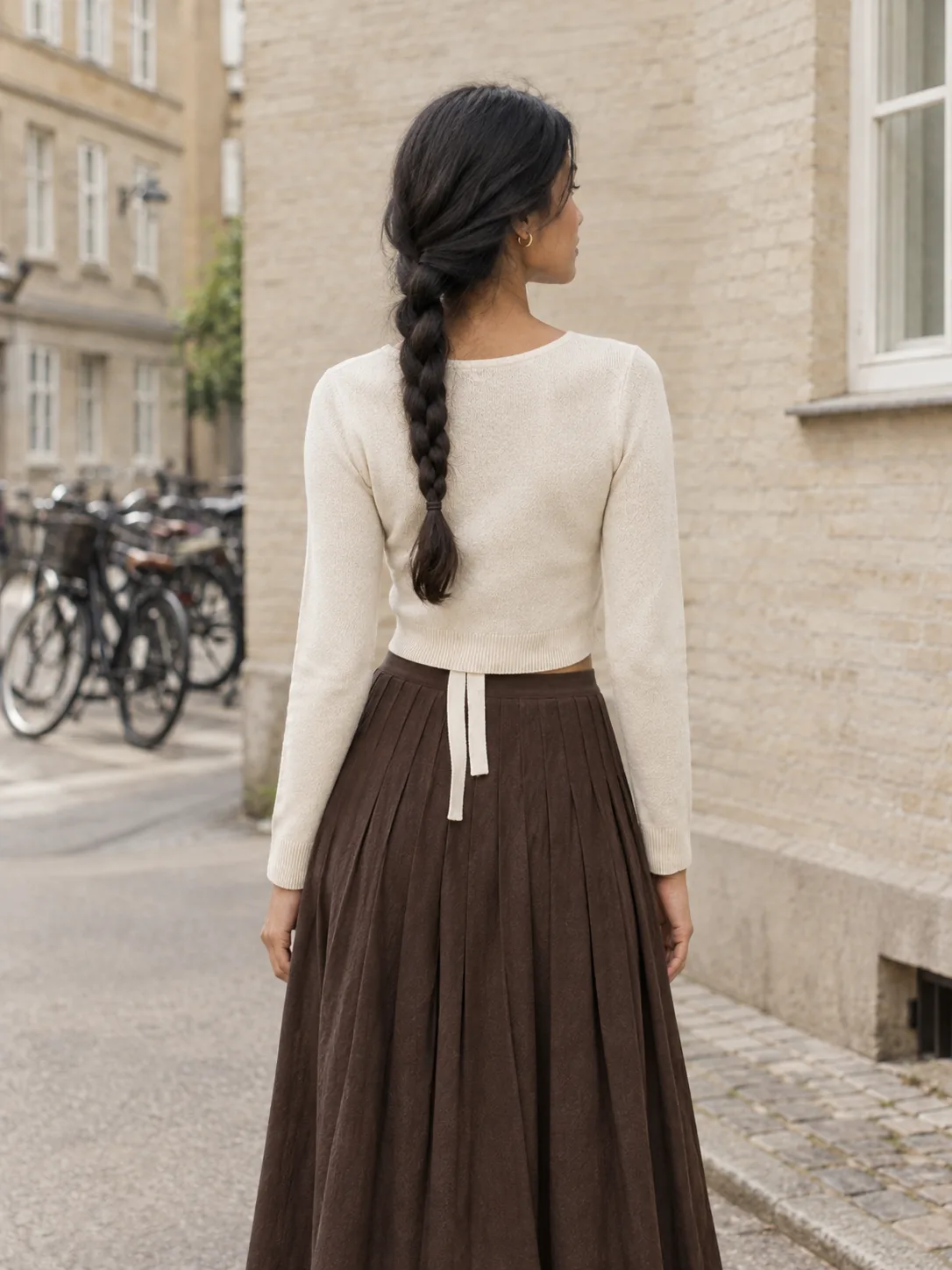 Cooldown Tie-Hem Cardigan in Chalk — back view