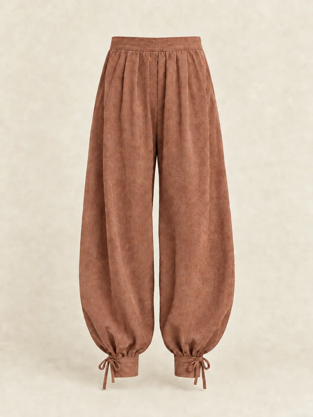 Cuff-Tie Balloon Trouser in Clay — front view