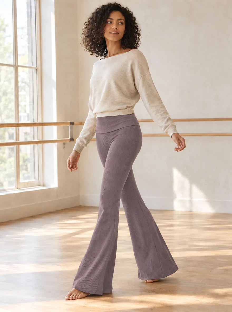 Fold-Over Waist Flare in Dusk — worn