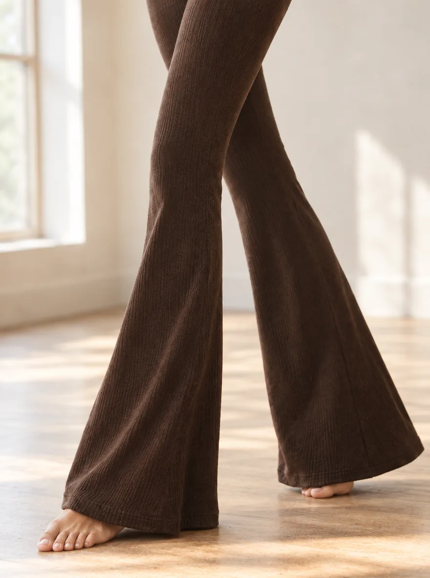 Fold-Over Waist Flare in Espresso — detail