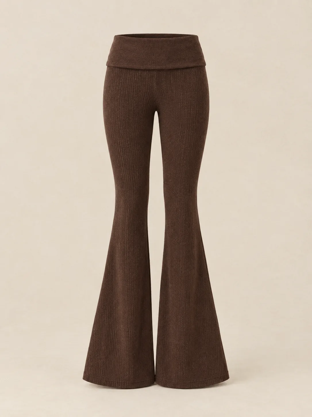 Fold-Over Waist Flare in Espresso — front view