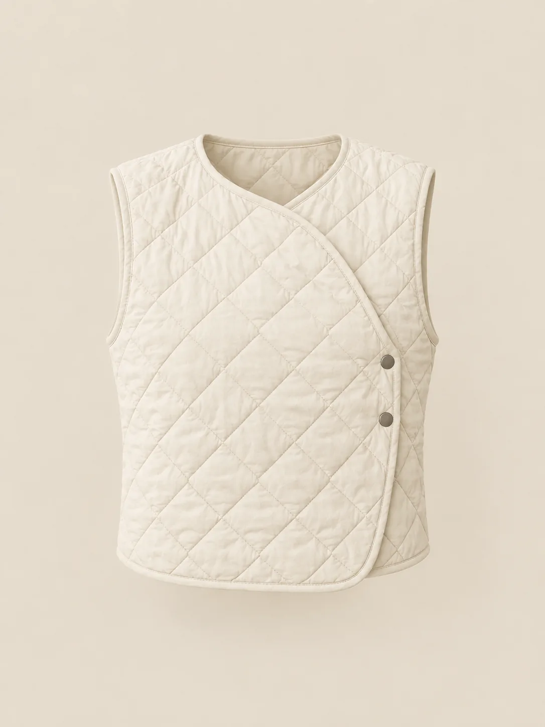 Interval Quilted Wrap Vest in Chalk — front view
