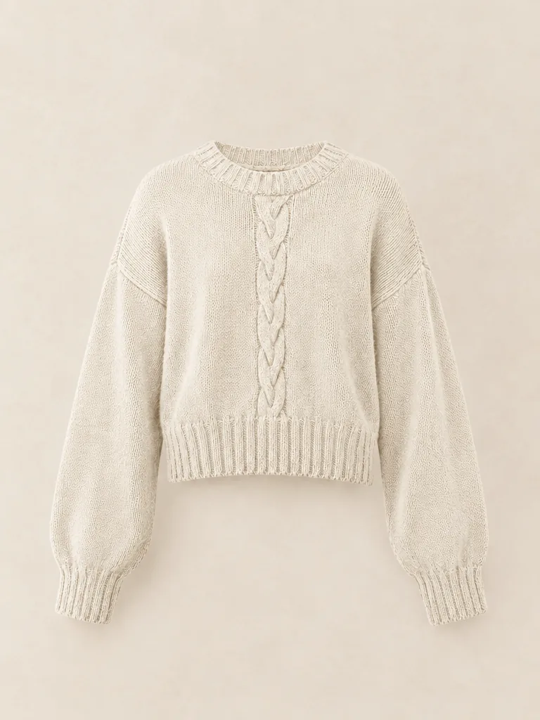 Marking Oversized Knit Sweater in Chalk — front view
