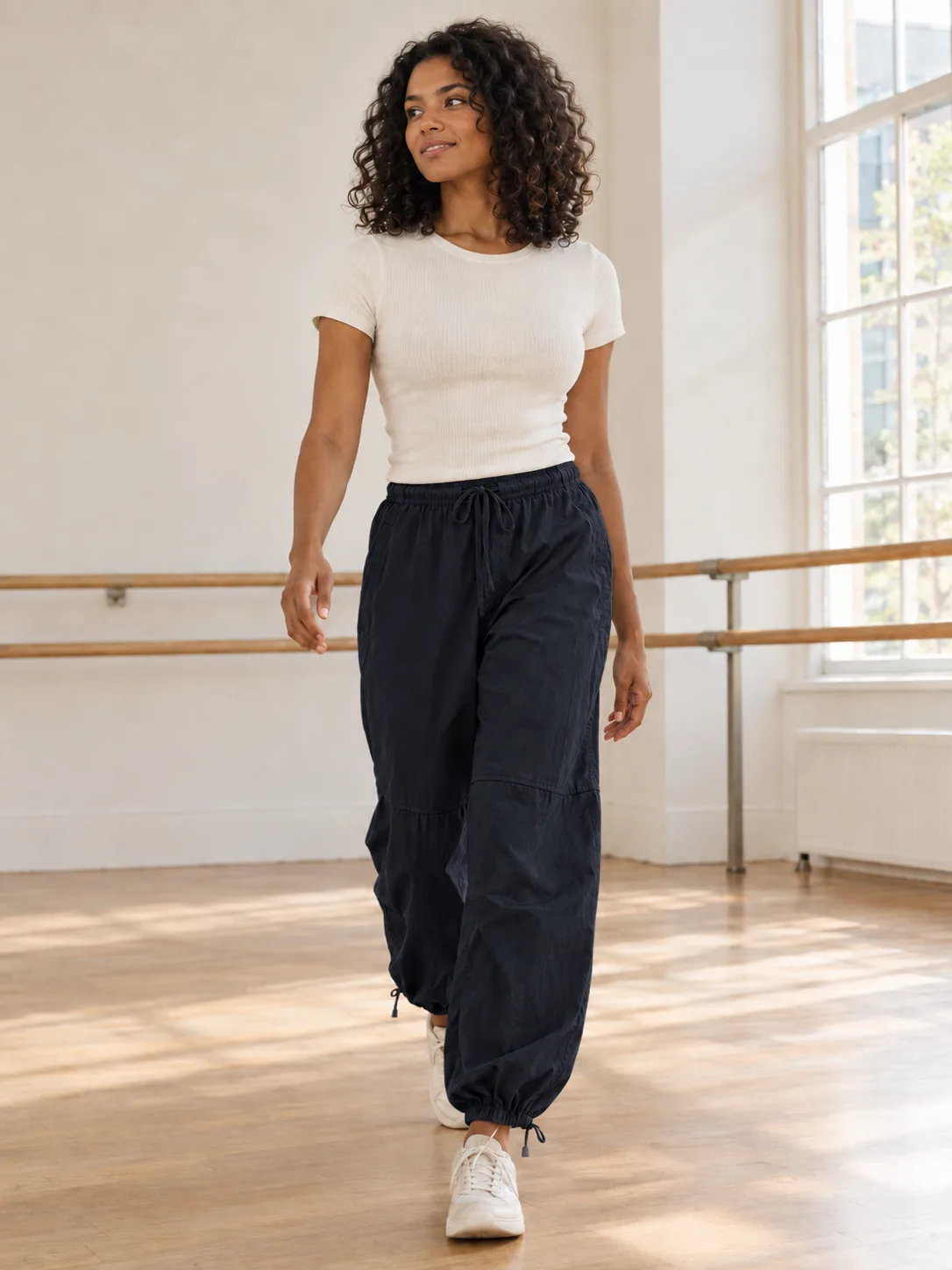 Parachute Drawstring Pant in Ink — worn