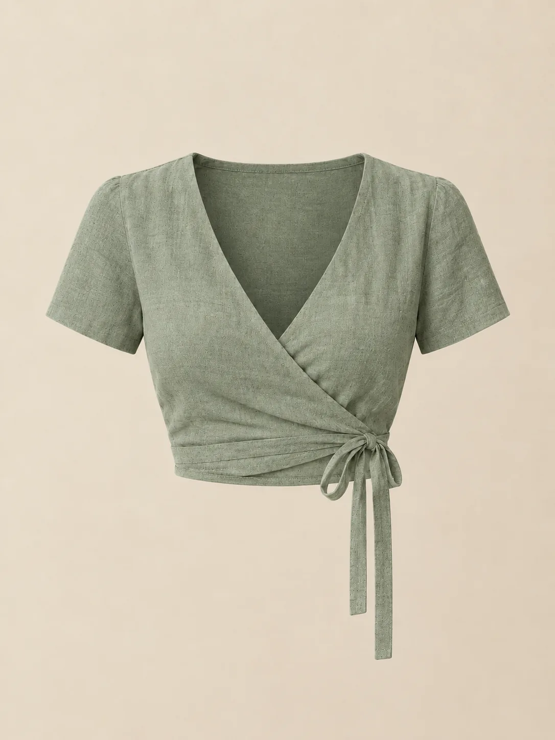 Petit Allegro Crop-Wickeltop — Salbei — Vorderansicht