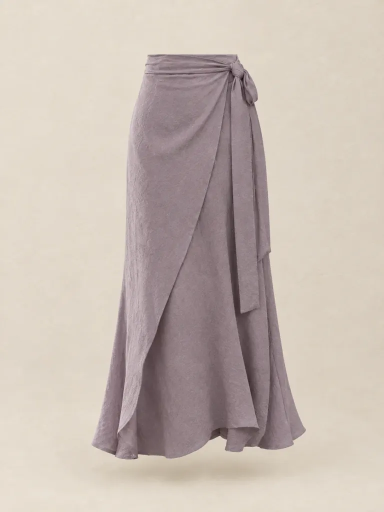 Pirouette Wrap Midi-nederdel — Skumring — Forfra
