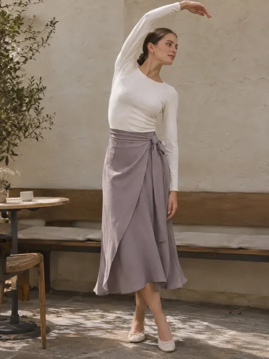 Pirouette Wrap Midi Skirt