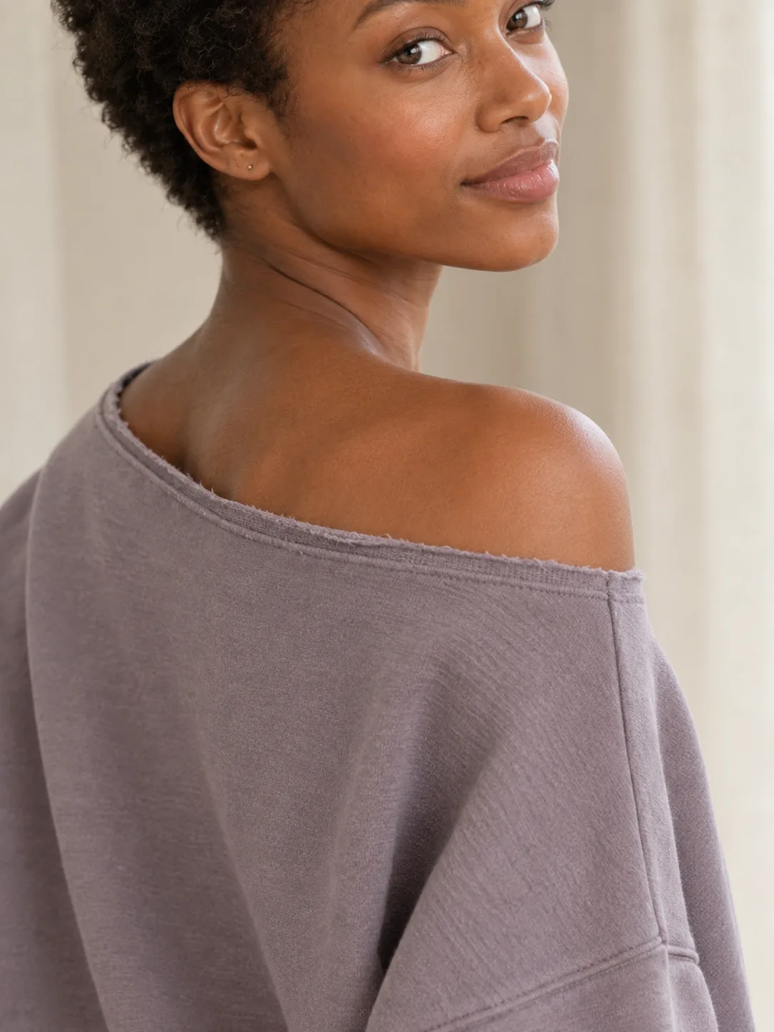 Plié Boat-Neck Sweatshirt in Dusk — detail