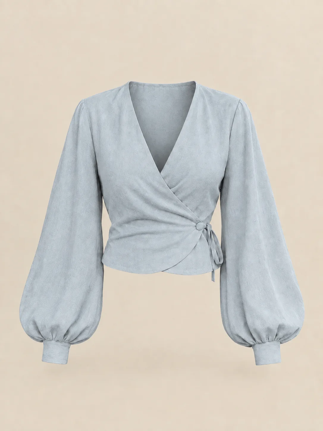 Port de Bras Balloon-Sleeve Wrap in Mist — front view