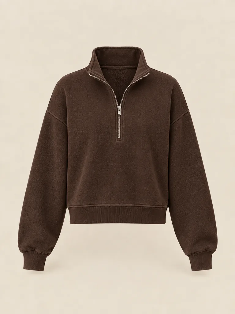 Rehearsal Half-Zip Pullover in Espresso — front view