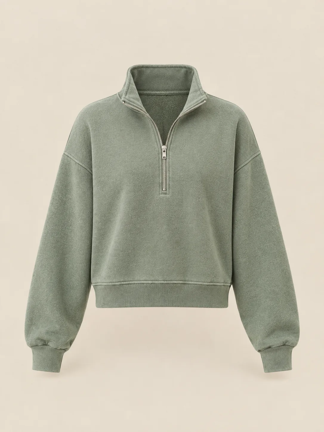 Rehearsal Half-Zip Pullover in Sage — front view