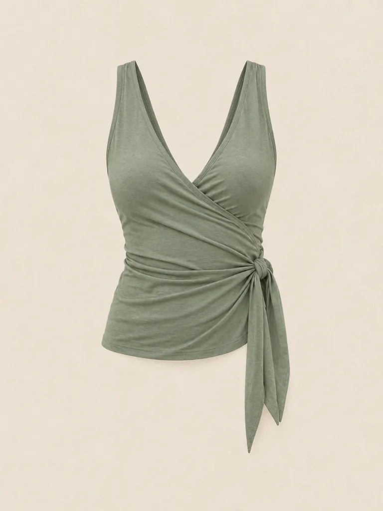 Relevé Sleeveless Wrap in Sage — front view