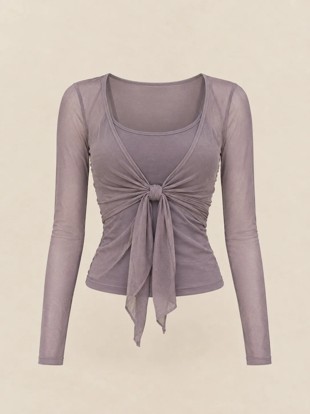 Sissonne Layered Mesh Wrap in Dusk — front view