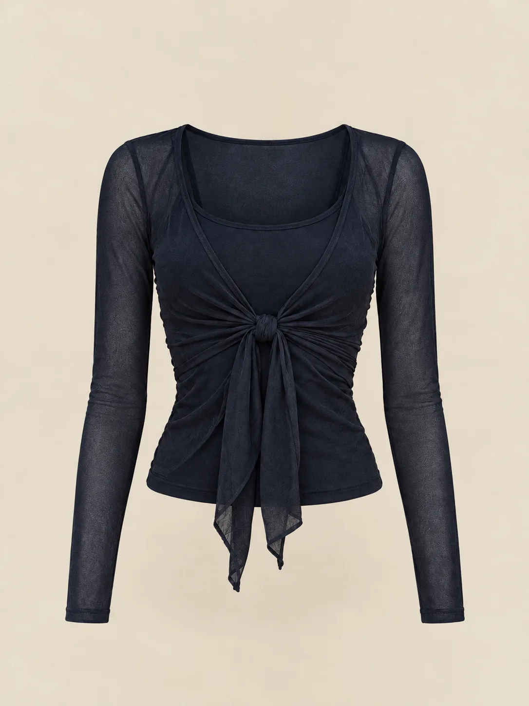 Sissonne Layered Mesh Wrap in Ink — front view