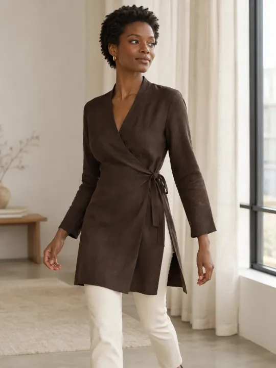 Soutenu Long-Line Wrap Tunic
