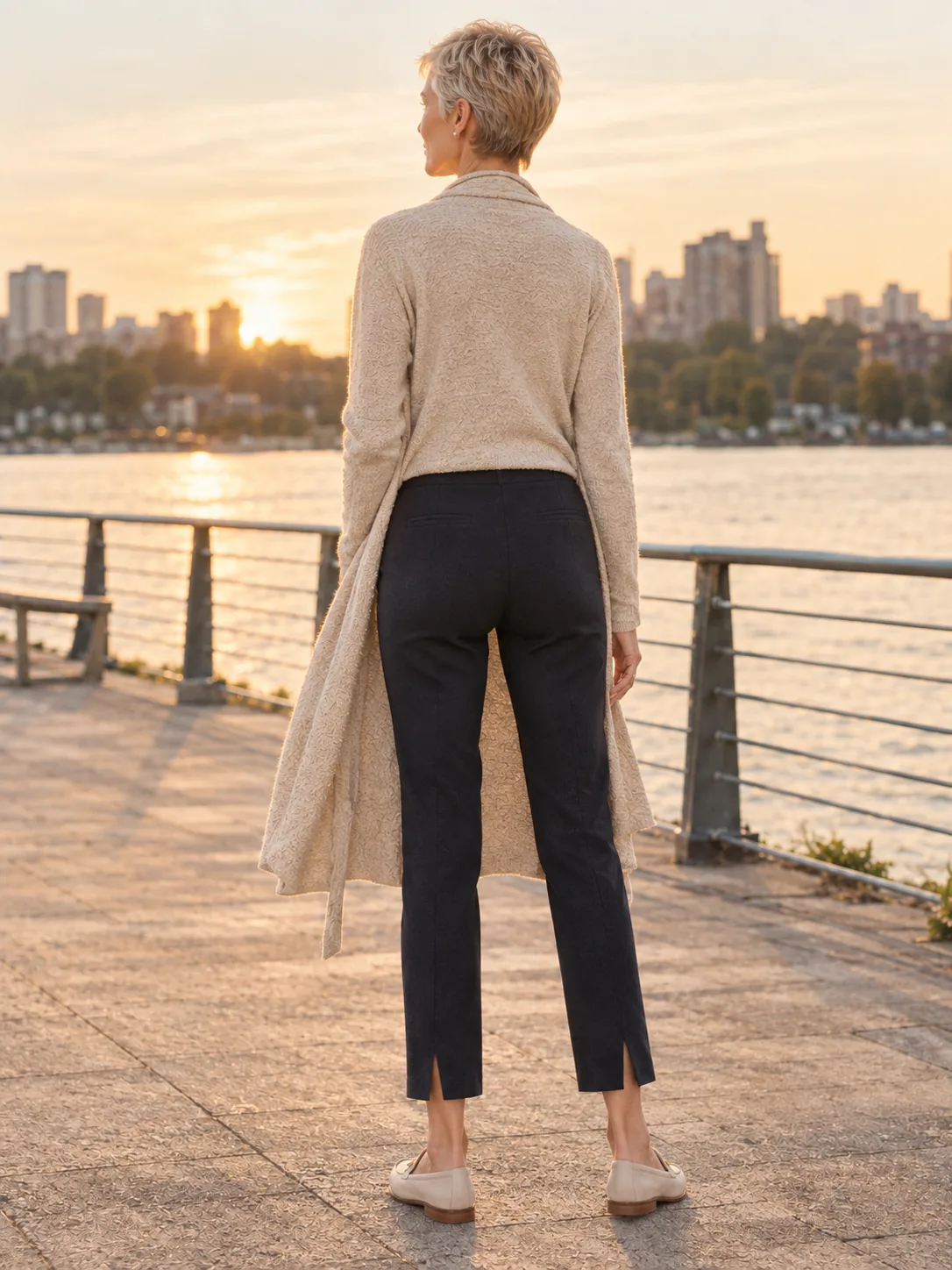 Split-Hem Cropped Trouser in Ink — back view