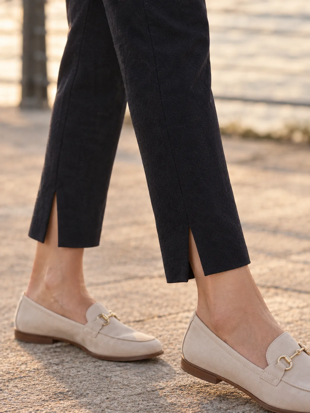 Split-Hem Cropped Trouser in Ink — detail