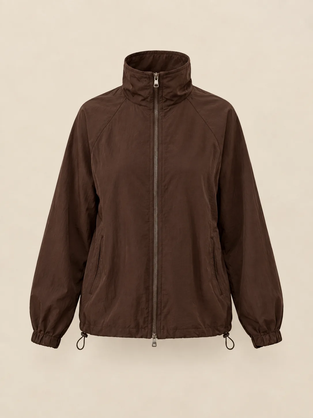 Tempo Funnel-Neck Jacket in Espresso — front view