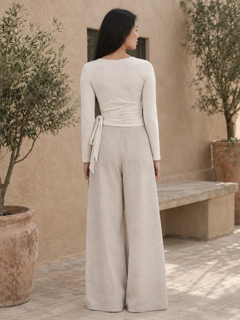 Tendu Wrap Top in Chalk — back view
