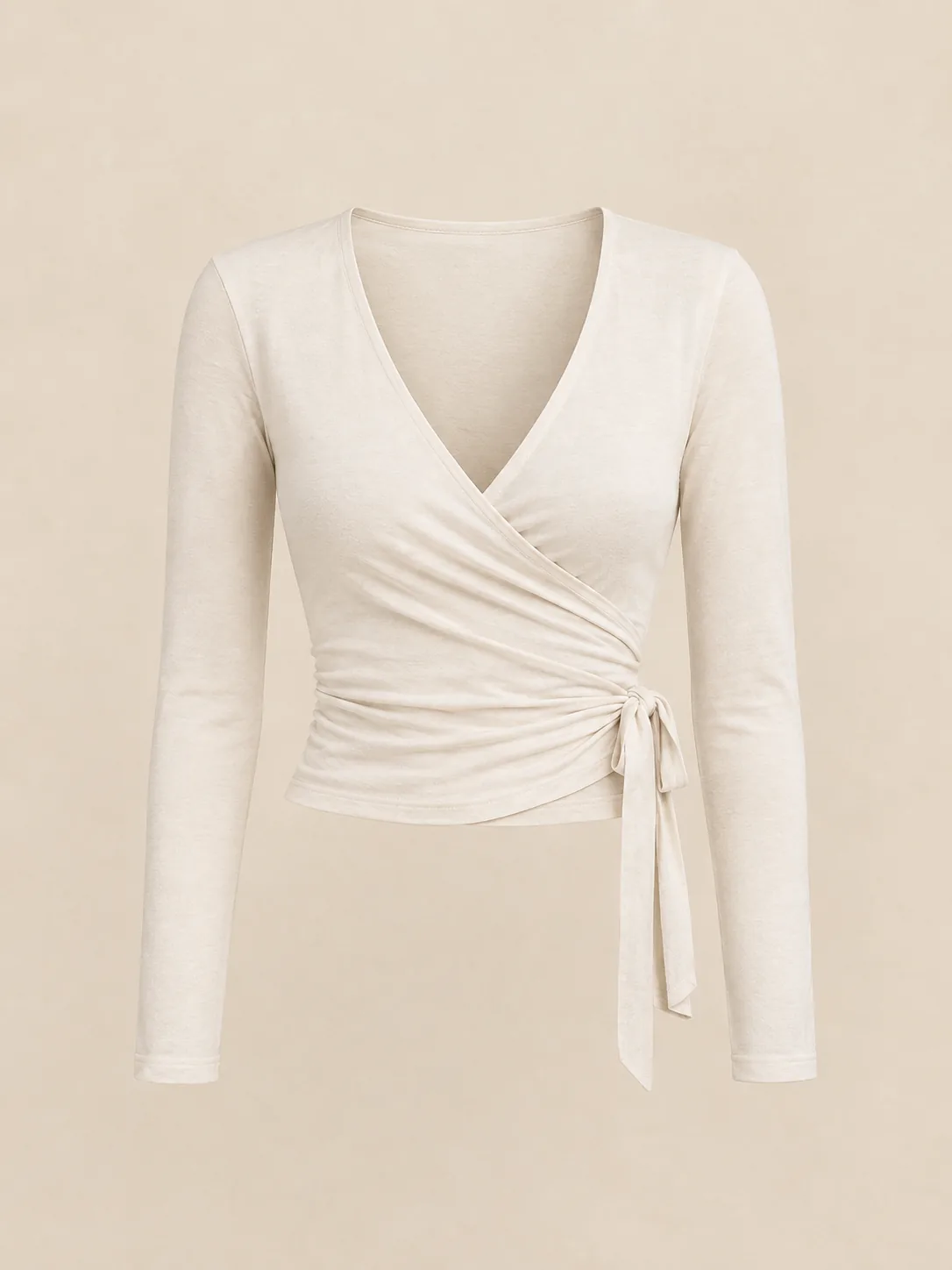 Tendu Wrap Top in Chalk — front view