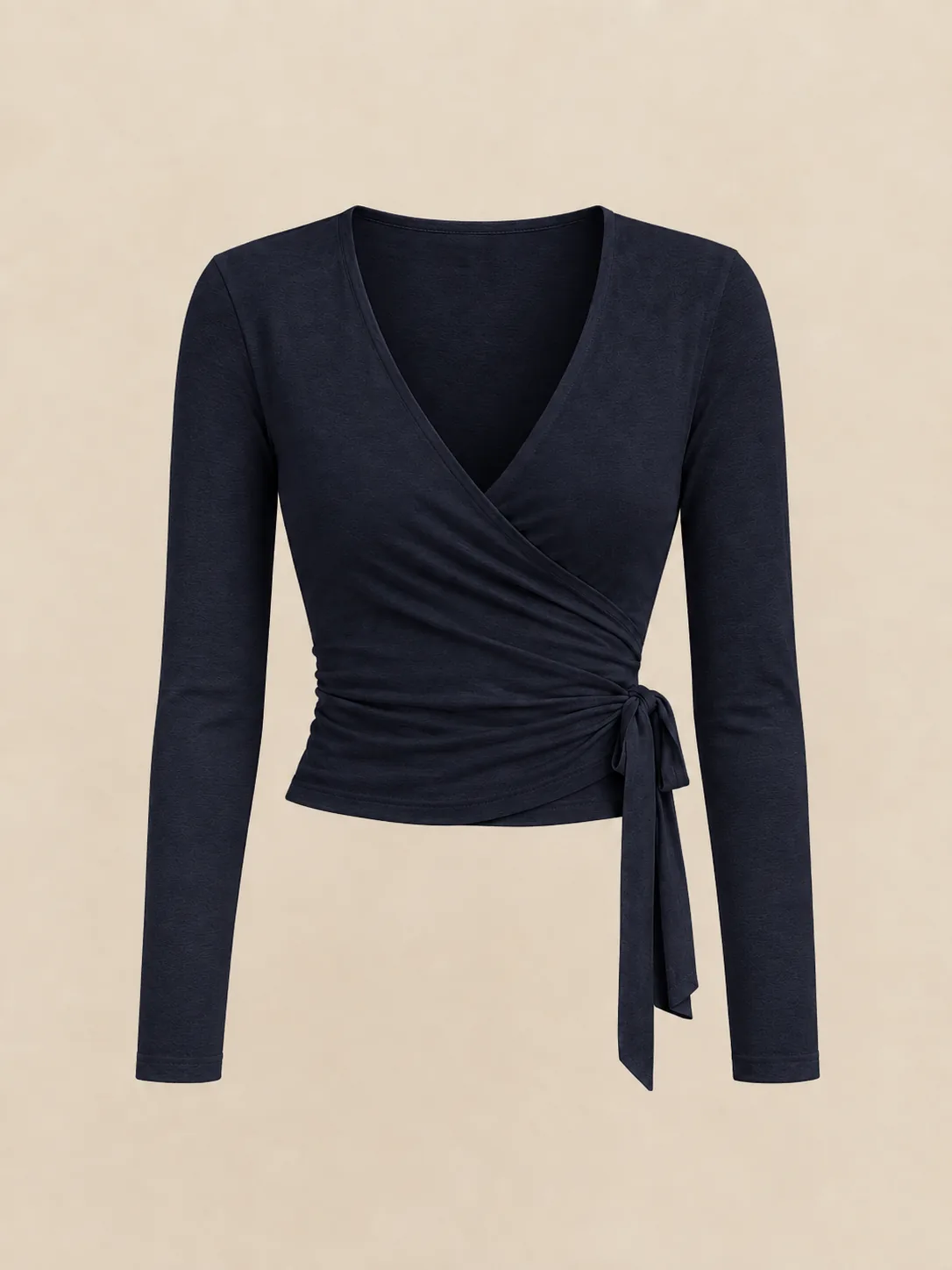 Tendu Wrap Top in Ink — front view
