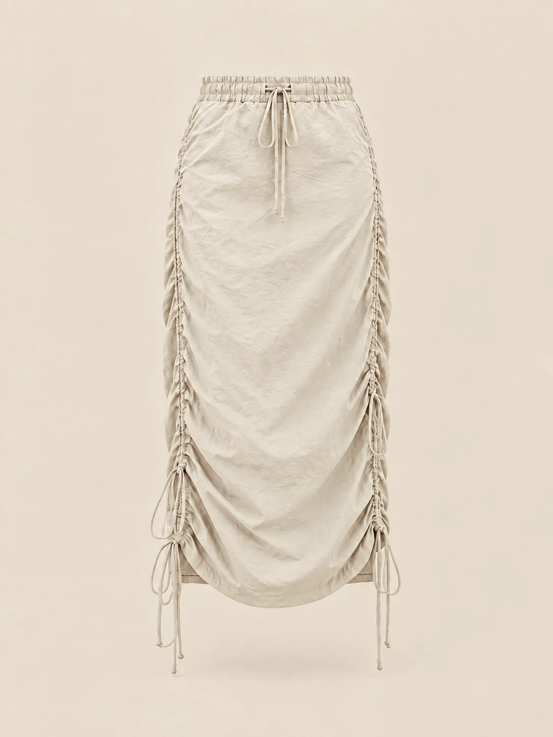 Waltz Ruched Drawstring Skirt in Chalk — front view