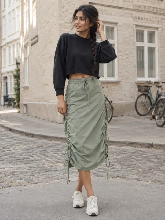 Waltz Ruched Drawstring Skirt