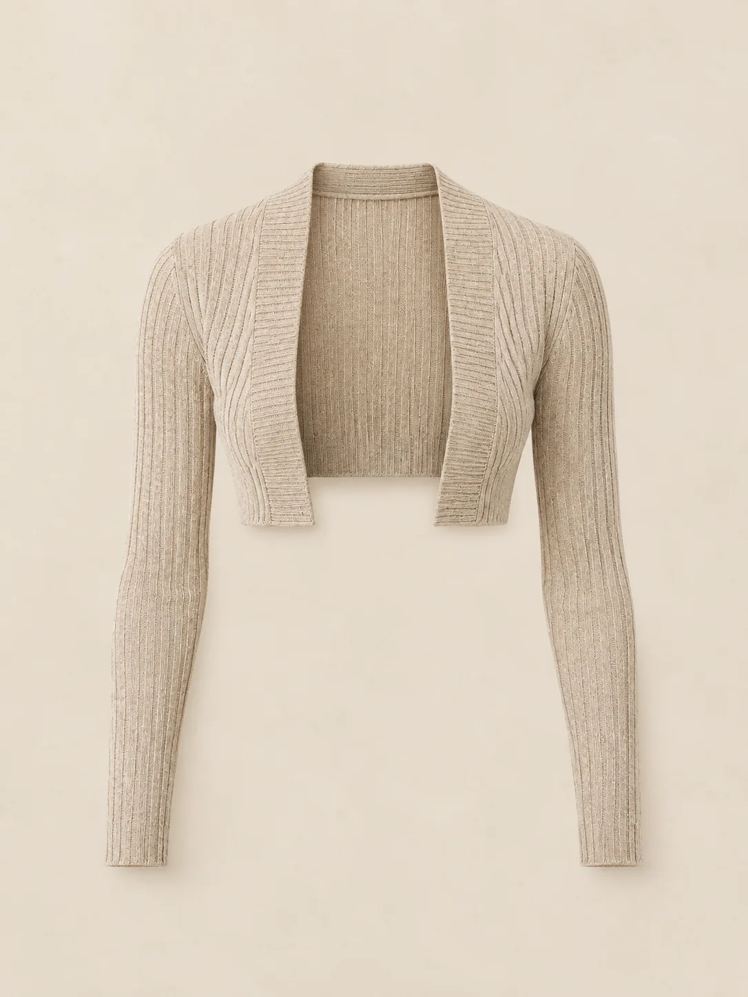 Warm-Up Knit Shrug in Oat — front view