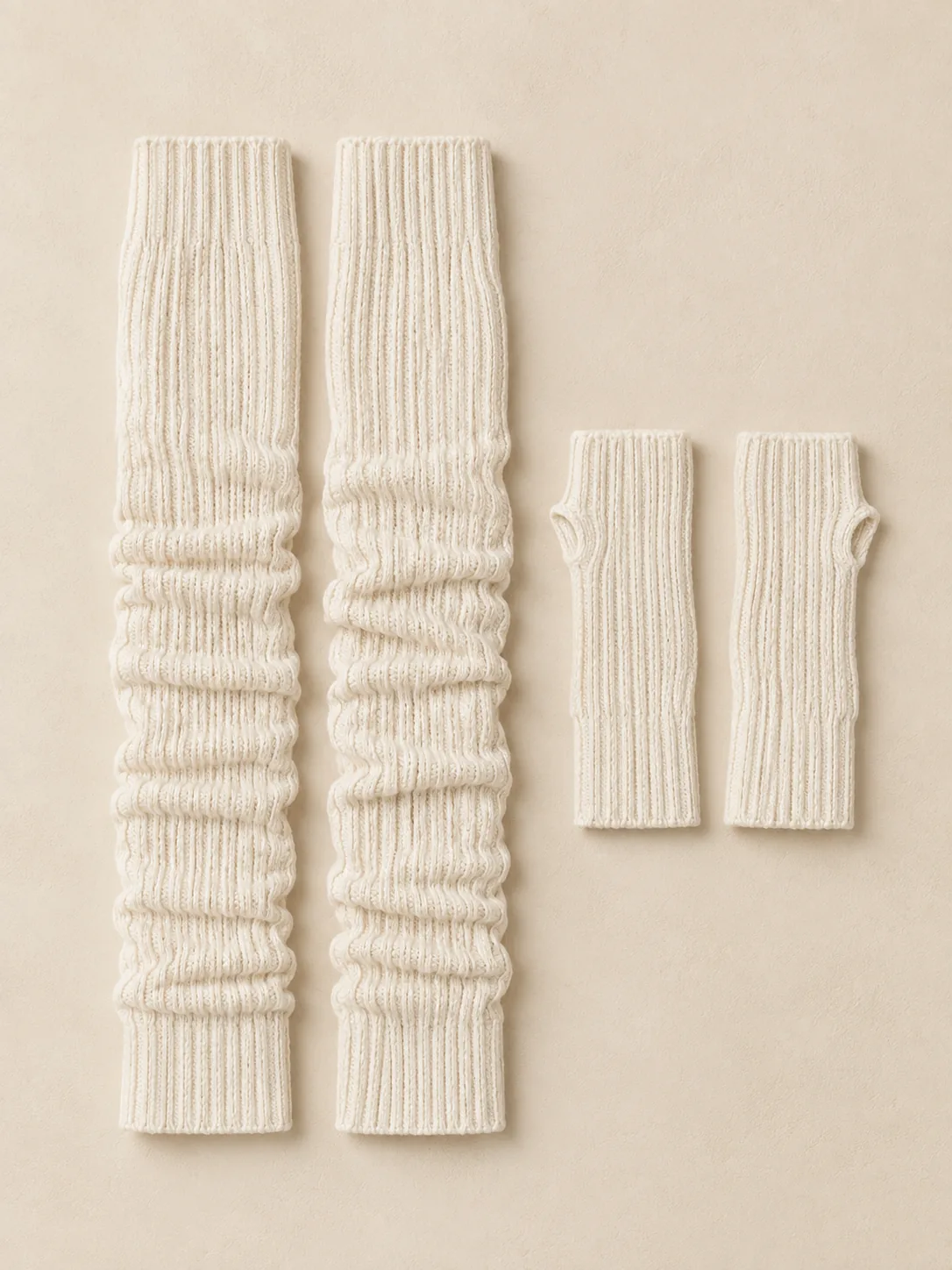 Warm-Up Leg & Wrist Warmer Set in Chalk — front view