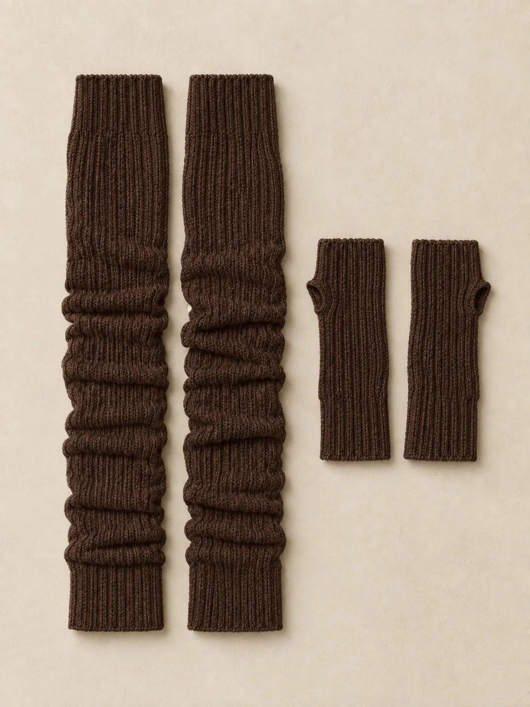 Warm-Up Leg & Wrist Warmer Set in Espresso — front view