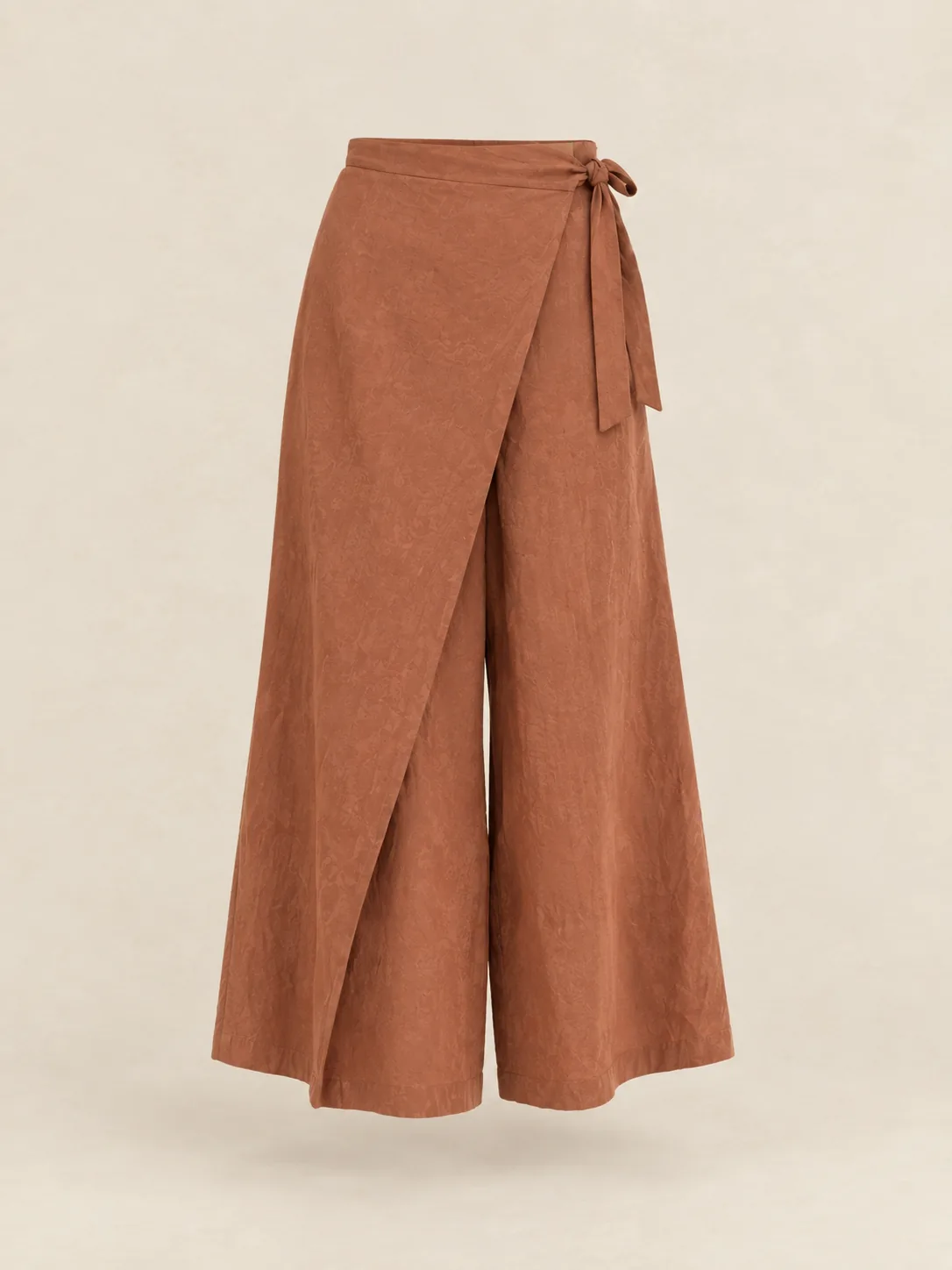Wrap-Front Culotte in Clay — front view